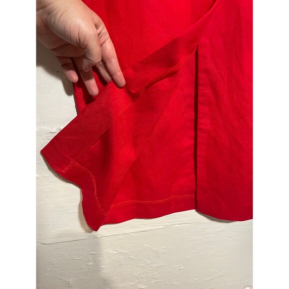 Vintage Jennifer Eden Red Sleeveless Maxi Dress Faux Button Slit High Neck 90s - Picture 9 of 16